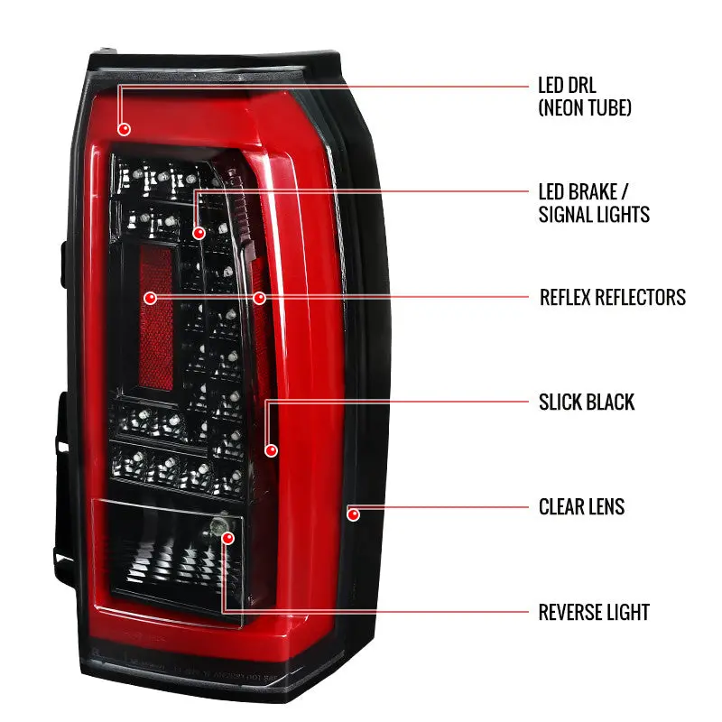 Spec-D 15-20 Chevy Tahoe Suburban Tail Lights Led Jet Black/Clear 2