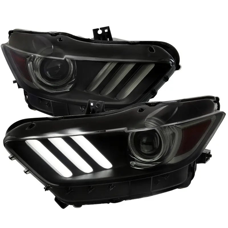 Spec-D 15-20 Ford Mustang Projector Headlights Black Smoked 1