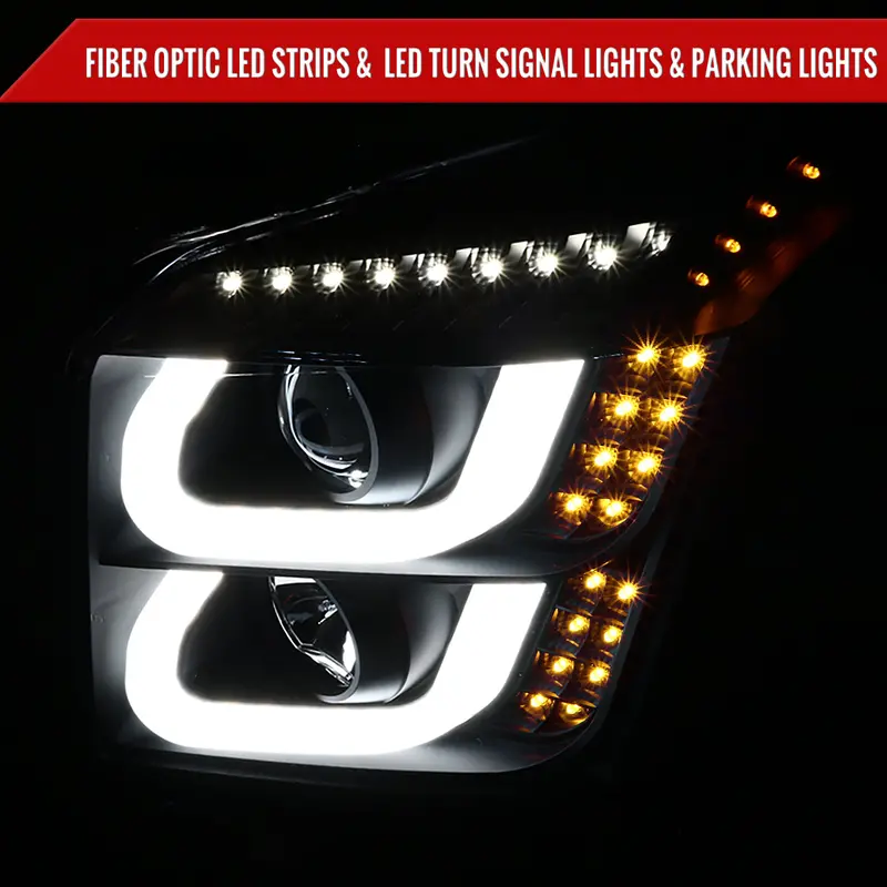 Spec-D 15-20 Gmc Yukon/Yukon Xl Led U-Bar Projector Headlights Black 2
