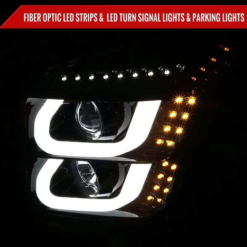 Spec-D 15-20 Gmc Yukon/Yukon Xl U-Bar Headlights Glossy Black/Smoked 2