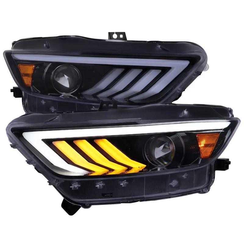 Spec-D 15-22 Ford Mustang Oem Hid Projector Headlights Chrome 1