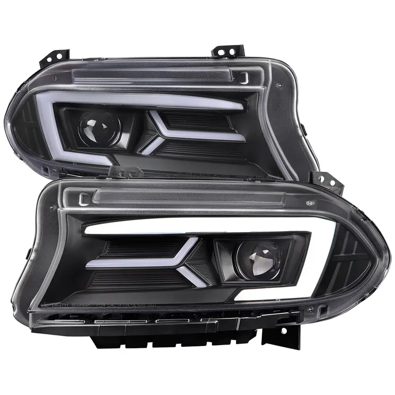Spec-D 15-23 Dodge Charger Headlights Led Strip Sequential Black 1