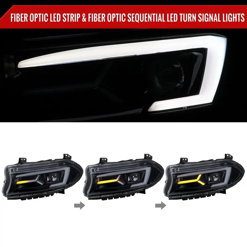Spec-D 15-23 Dodge Charger Sequential Headlights Chrome/Smoked 2