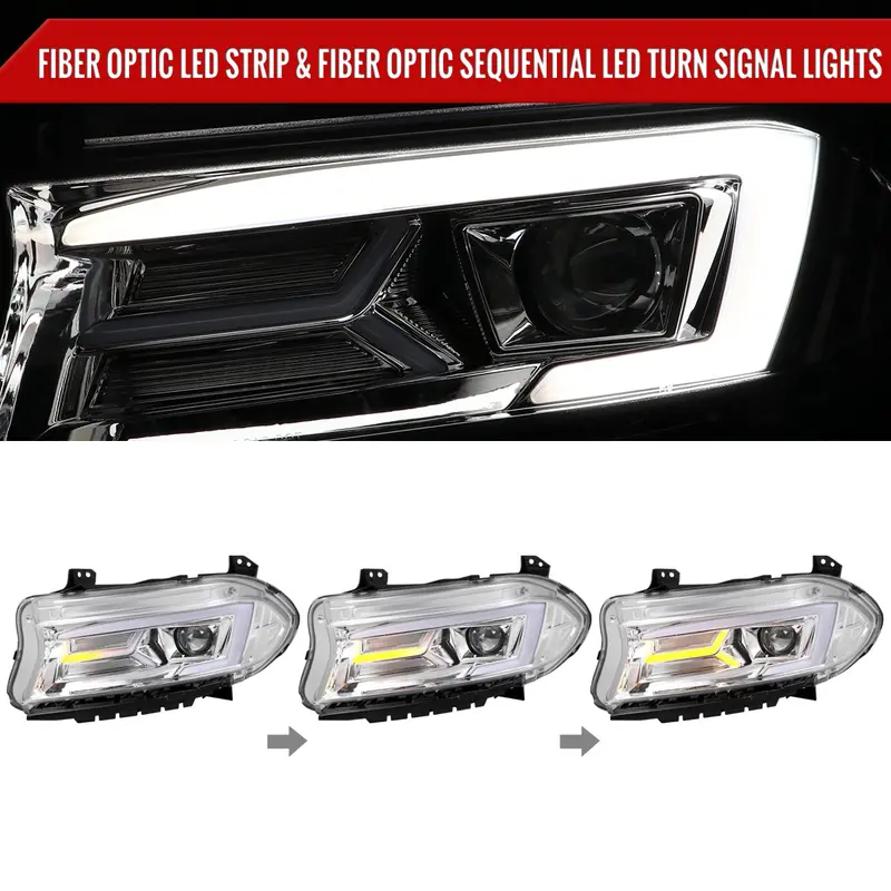 Spec-D 15-23 Dodge Charger Sequential Projector Headlights Chrome 2