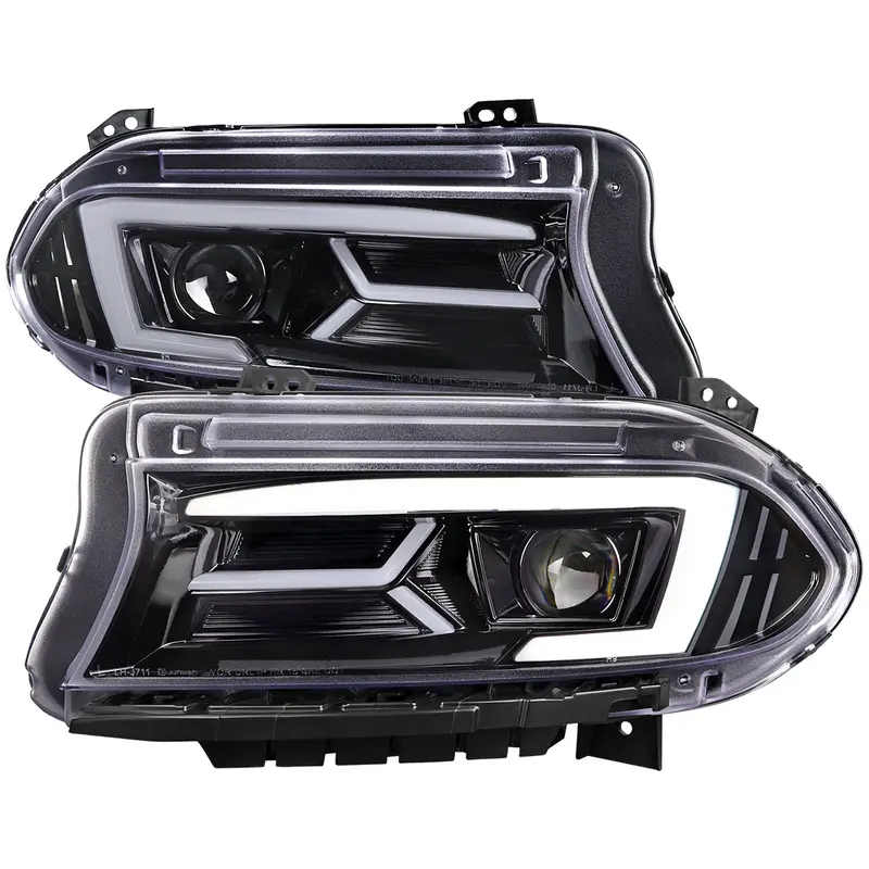 Spec-D 15-23 Dodge Charger Strip Projector Headlights Seq Black 1
