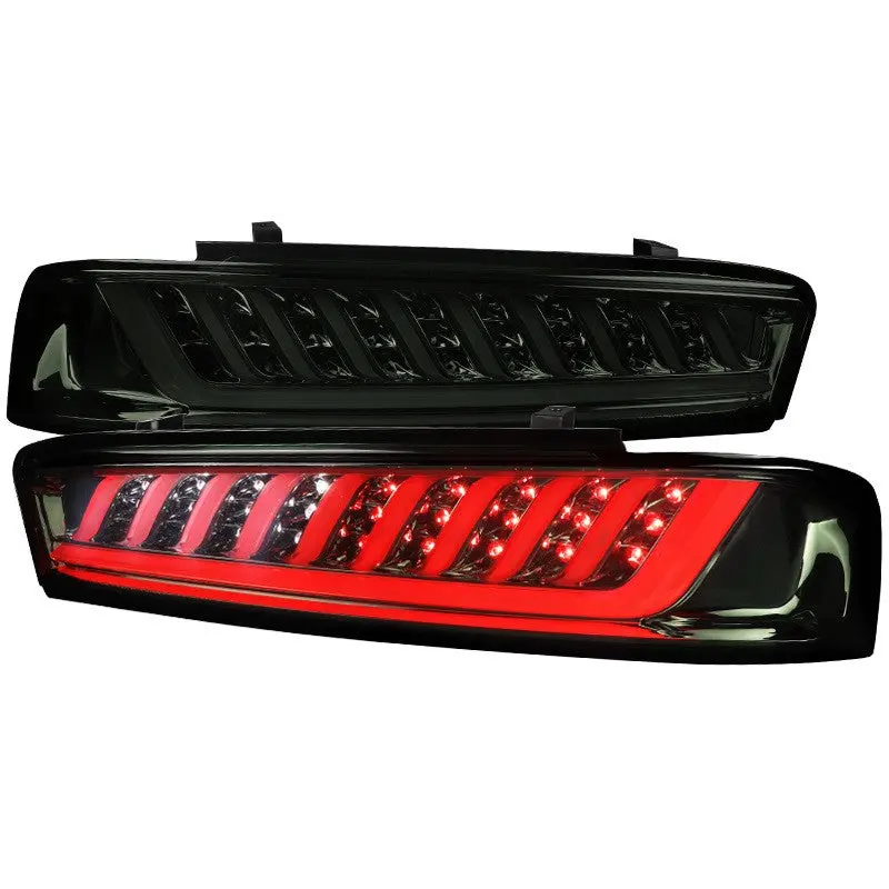 Spec-D 16-18 Chevrolet Camaro Led Chrome Tail Lights Smoked Lens 1