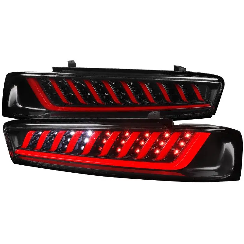 Spec-D 16-18 Chevrolet Camaro Led Red Bar Tail Lights Black 1