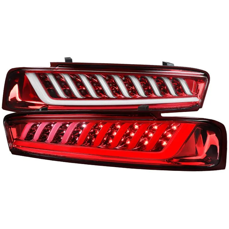 Spec-D 16-18 Chevrolet Camaro White Led Bar Tail Light- Red Housing 1