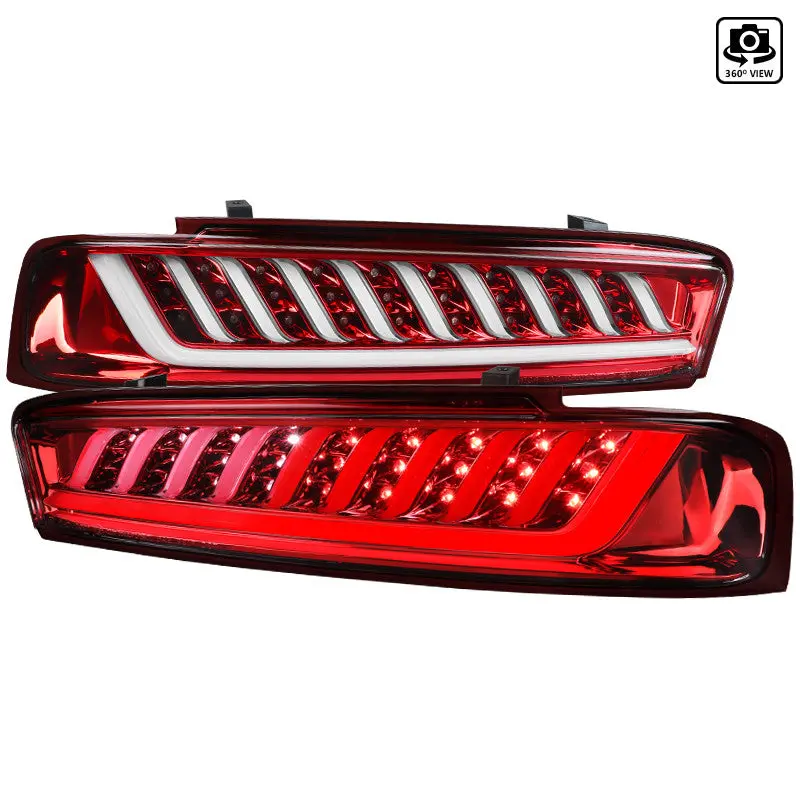 Spec-D 16-18 Chevrolet Camaro White Led Bar Tail Light- Red Housing 2