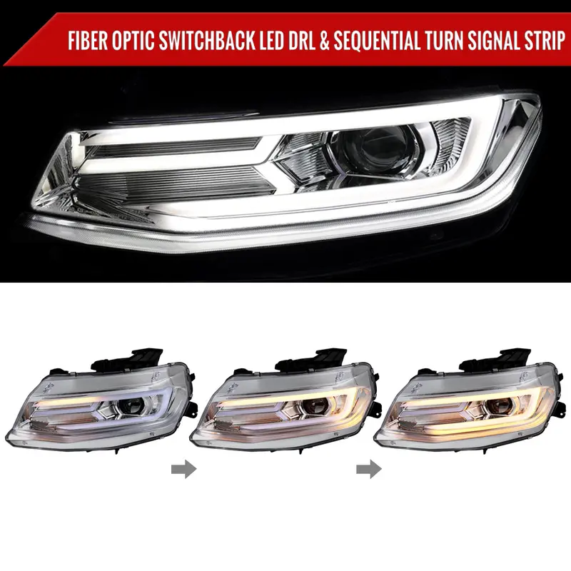 Spec-D 16-18 Chevy Camaro Sequential Projector Headlights Chrome 2