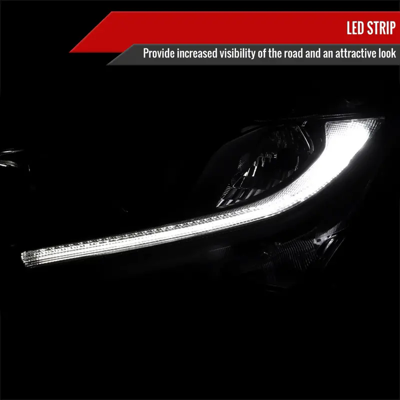 Spec-D 16-21 Honda Civic Headlights Led Strip Oem Style Black/Smoked 2