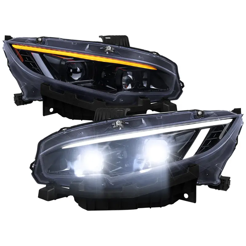 Spec-D 16-21 Honda Civic Led Projector Headlight Black/Smoke Lens 1