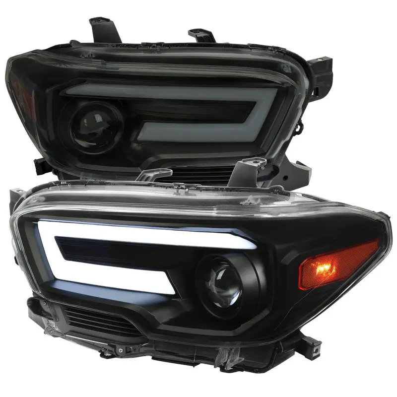 Spec-D 16-21 Tacoma Pro Headlights Seq Led Black Smoked 1