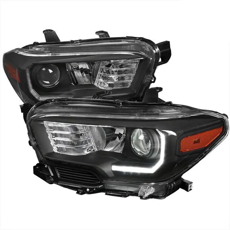 Spec-D 16-23 Toyota Tacoma Headlights Led Bar Projector Matte Black 1