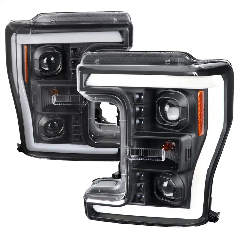 Spec-D 17-19 F250 F350 F450 F550 Headlights Seq Led Black/Clear 1