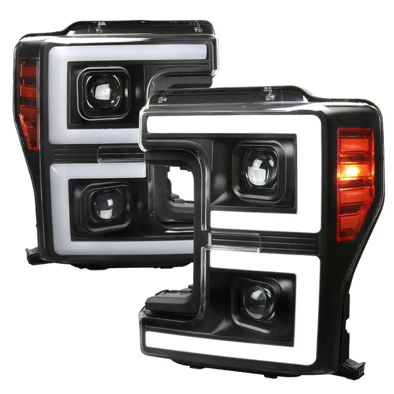 Spec-D 17-19 Ford F-250 F-350 F-450 F-550 Headlights Sequential Black 1