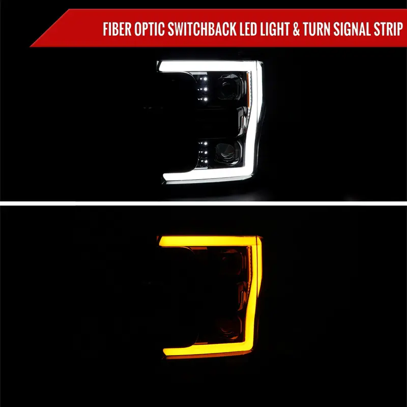 Spec-D 17-19 Ford F-250 F-350 F-450 F-550 Projector Headlights Black 2