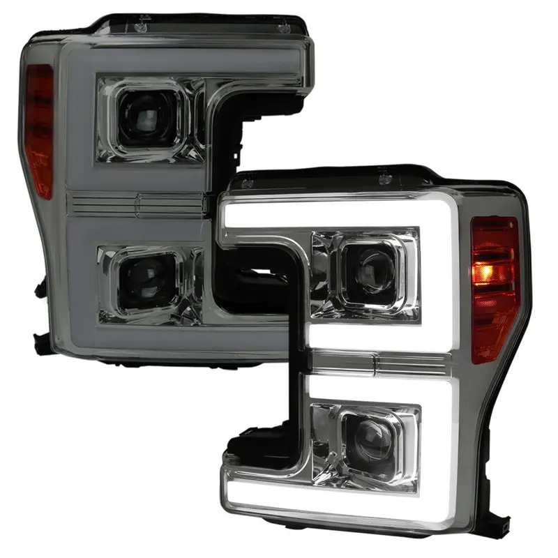 Spec-D 17-19 Ford F250 F350 F450 Pro Headlights Seq Smoked 1