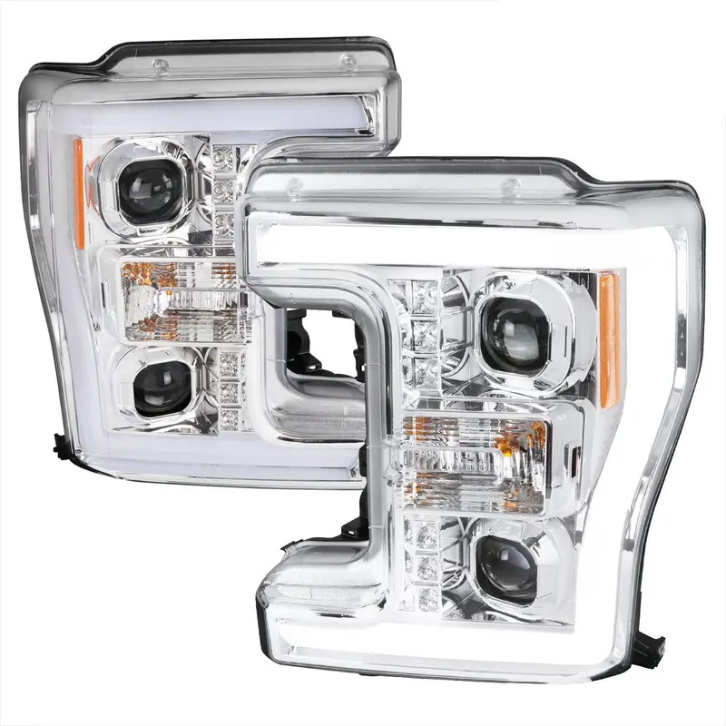 Spec-D 17-19 Ford F250 Projector Headlights Led Bar Chrome 1