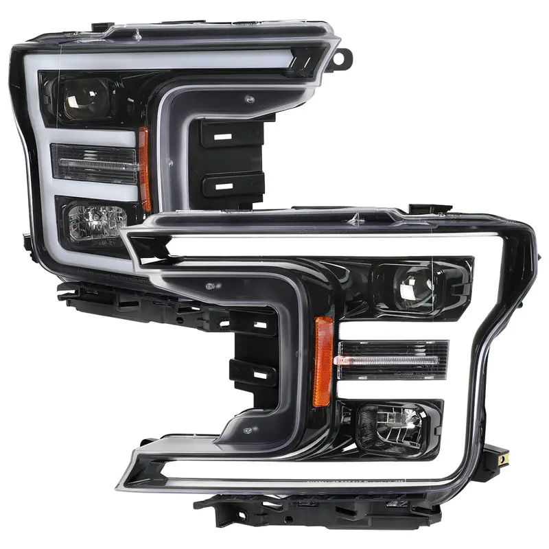 Spec-D 18-20 Ford F-150 Led Projector Headlights Glossy Black 1
