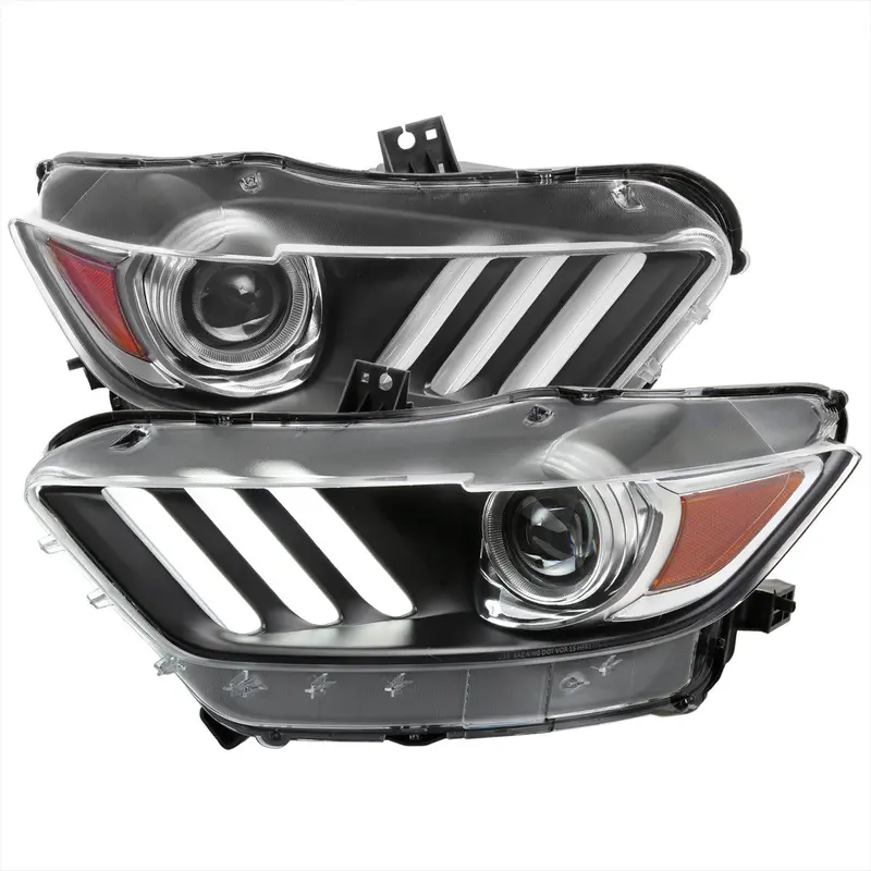 Spec-D 18-20 Mustang Shelby Led Strip Headlights Black Oem Hid 1
