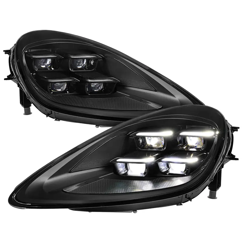 Spec-D 18-23 Porsche Cayenne Headlights Matrix Style Dynamic Black 1