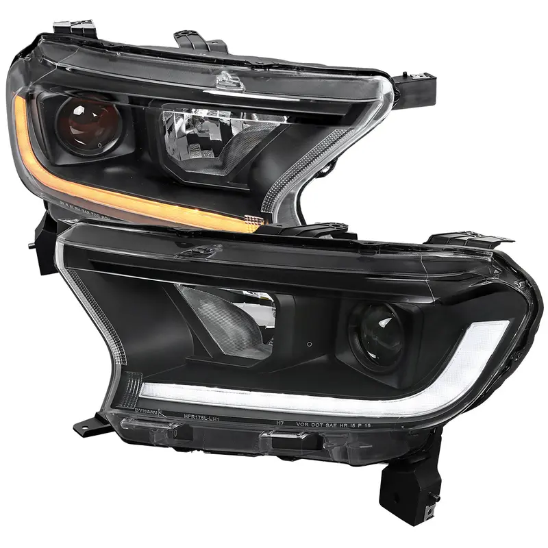 Spec-D 19-22 Ford Ranger Seq Led Bar Projector Headlights Black 1