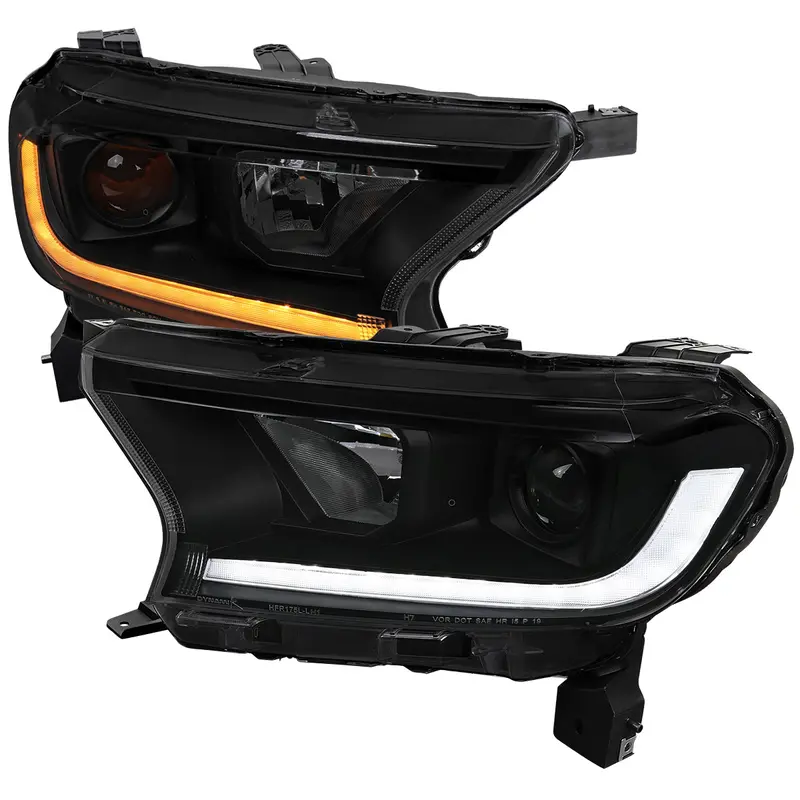 Spec-D 19-22 Ford Ranger Seq Led Bar Projector Headlights Black/Smoked 1