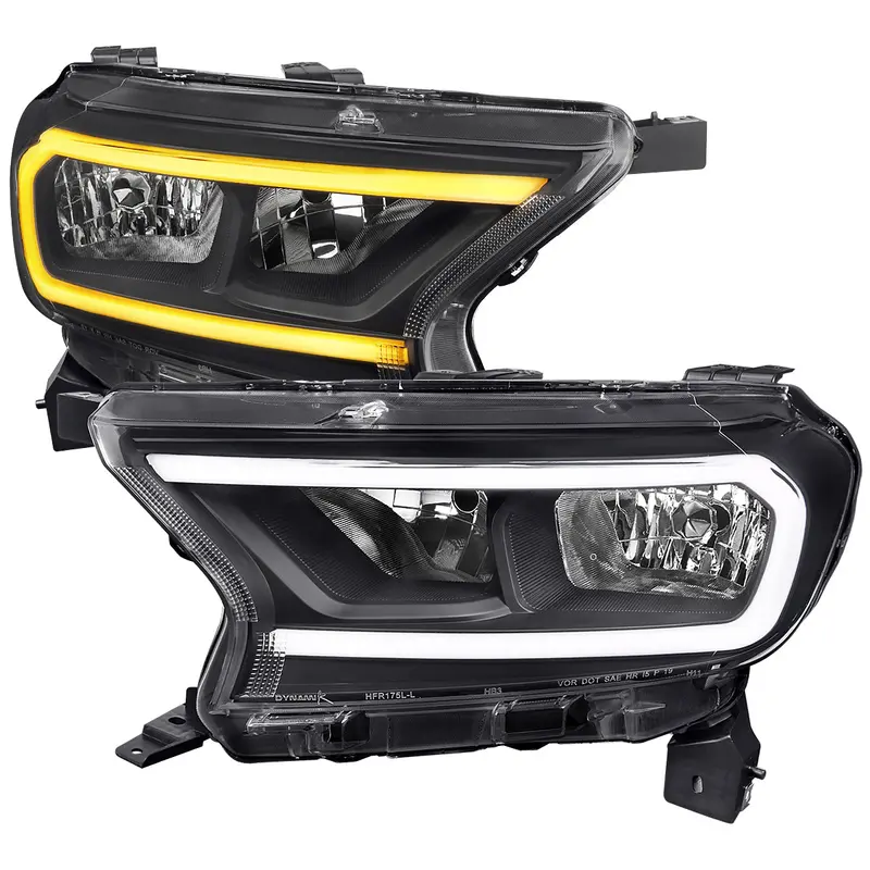 Spec-D 19-23 Ranger Xl Xlt Headlights Oem Style Led Bar Turns Black 1