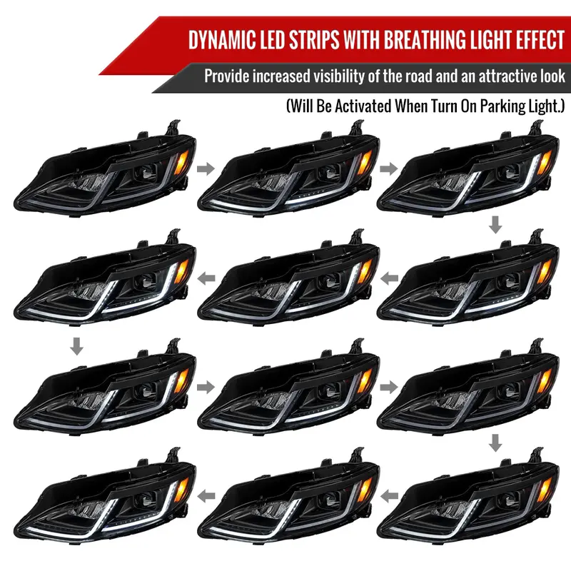 Spec-D 19-24 Chevy Malibu Projector Headlights Sequential Matte Black 2