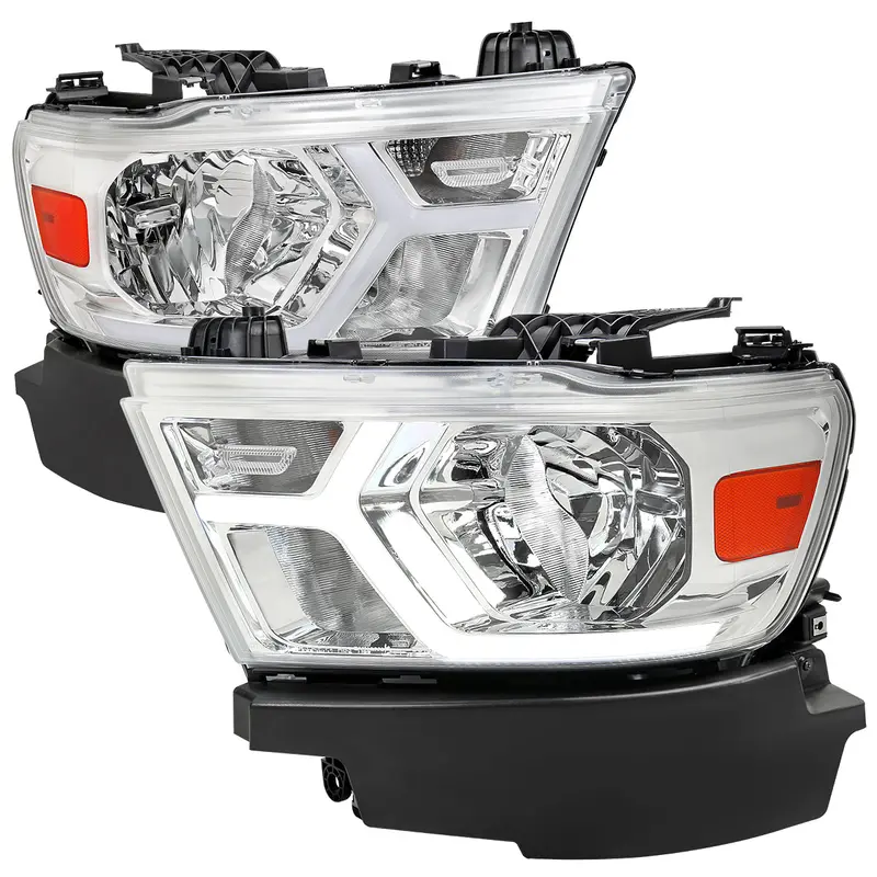 Spec-D 19-24 Ram 1500 Animated Led Bar Headlights Oem Style Chrome 1