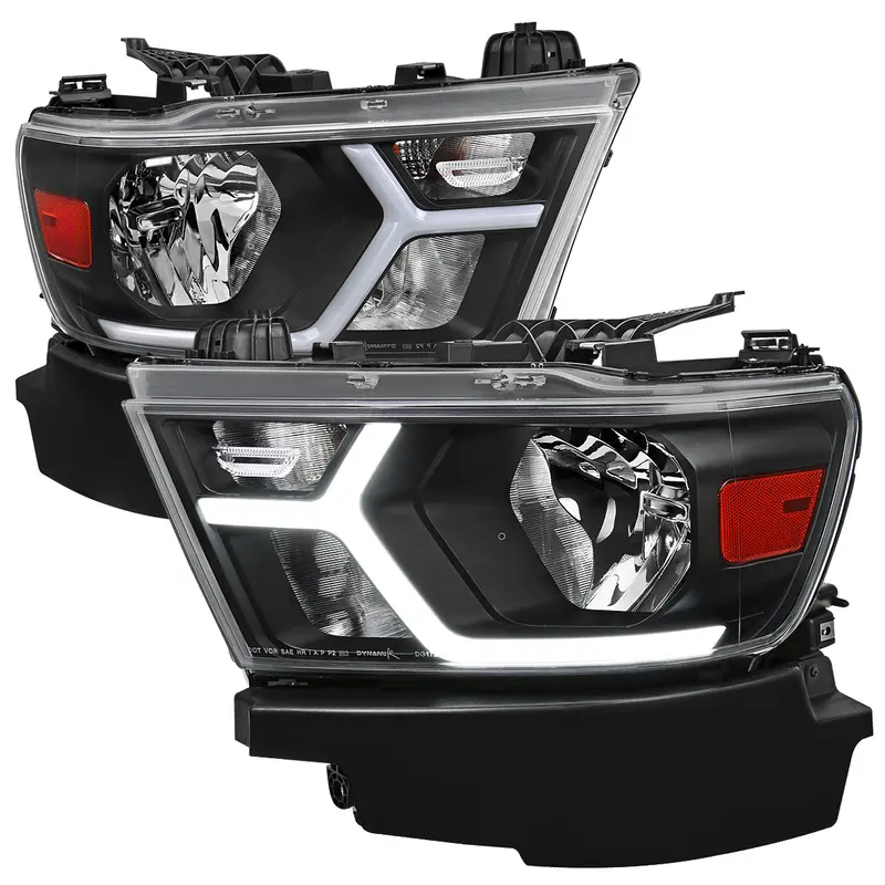 Spec-D 19-24 Ram 1500 Headlights Animated Led Bar Oem Style Black 1