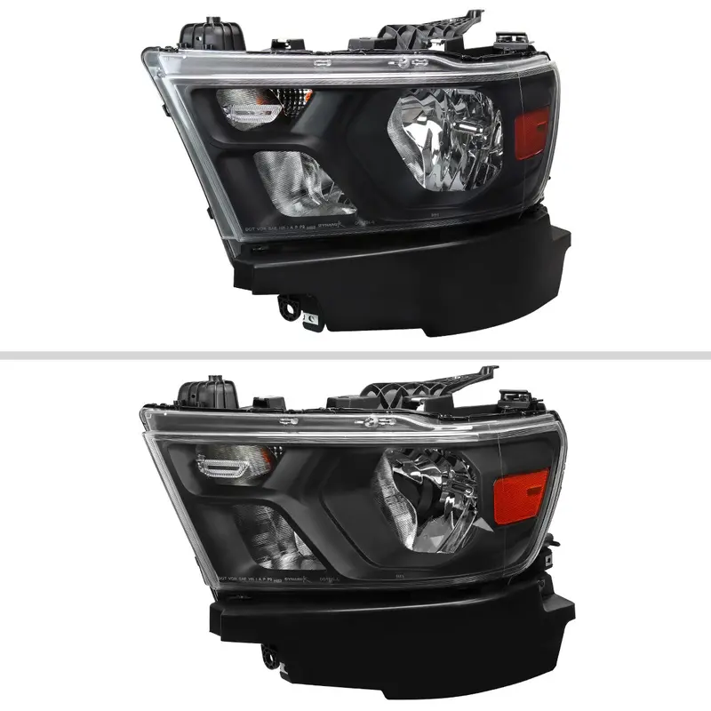 Spec-D 19-24 Ram 1500 Headlights Oem Style Amber Reflectors Black 2