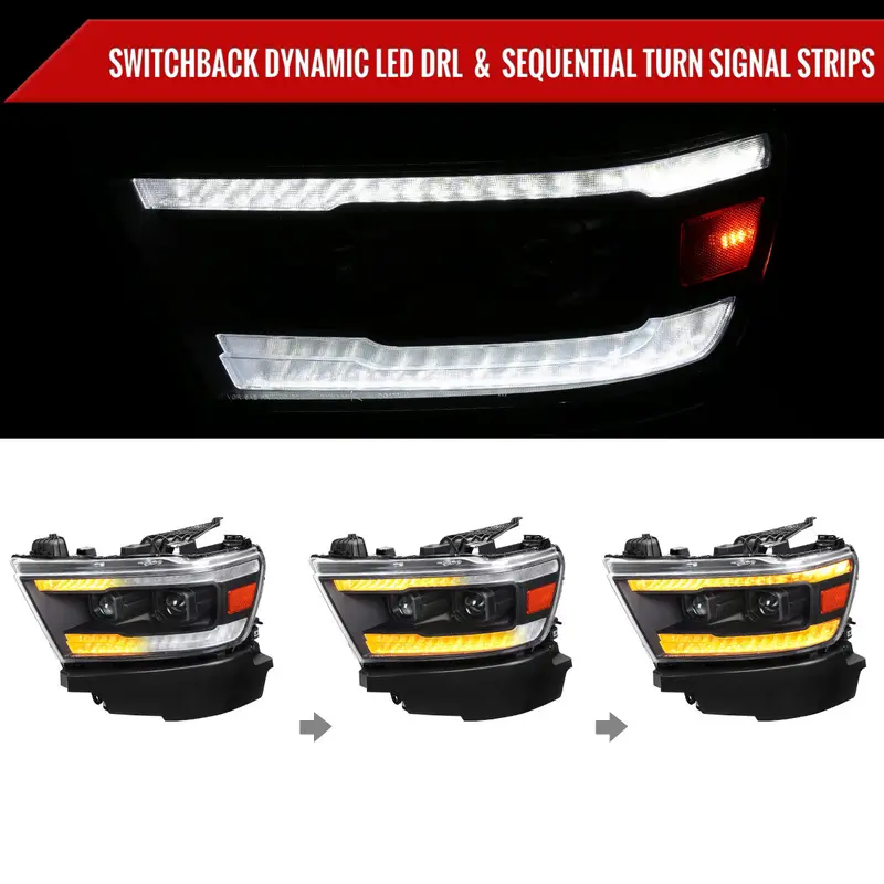 Spec-D 19-24 Ram 1500 Projector Headlights Sequential Led Black 2