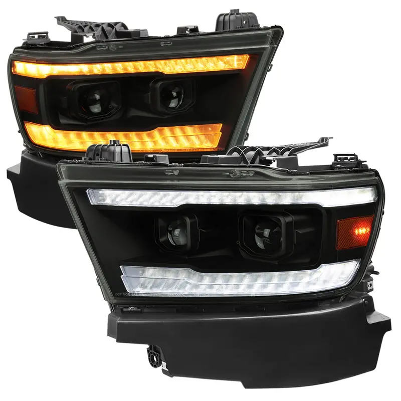Spec-D 19-24 Ram 1500 Seq Led Projector Headlights Black Smoked Lens 1