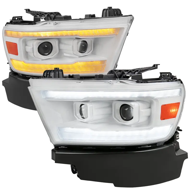 Spec-D 19-24 Ram 1500 Seq Led Projector Headlights White Housing/Clear 1