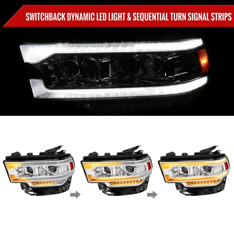Spec-D 19-24 Ram 2500 3500 4500 5500 Seq Projector Headlights Chrome 2