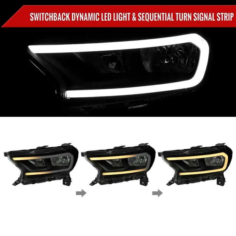 Spec-D 19-24 Ranger Xl Xlt Headlights Oem Style Light Bar Black/Smoked 2