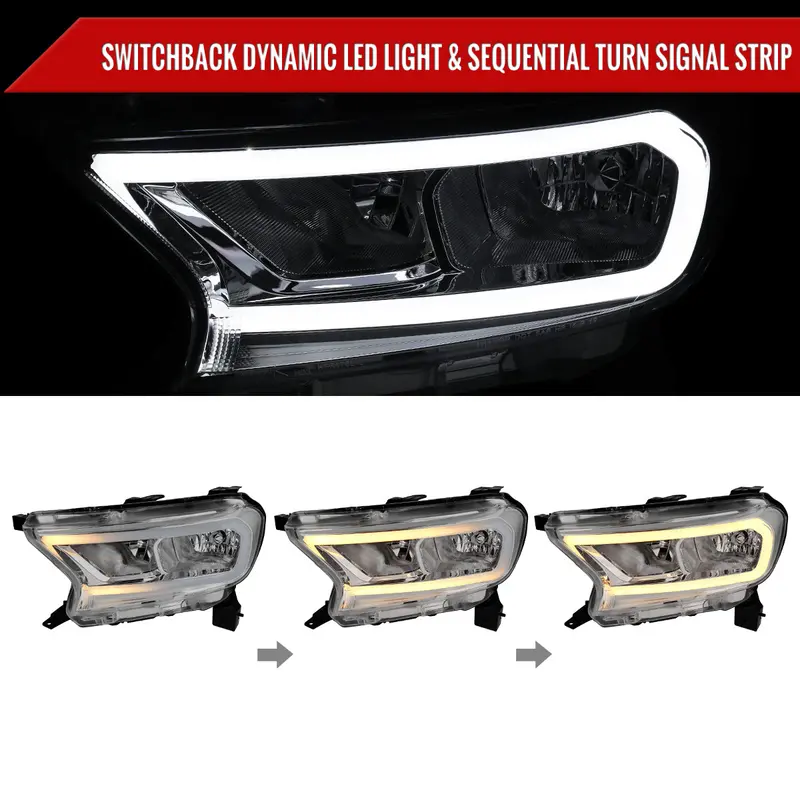 Spec-D 19-24 Ranger Xl Xlt Headlights Oem Style Light Bar Chrome 2