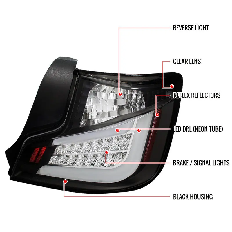 Spec-D 2011 Only Scion Tc Led Tail Lights Black Housing 2