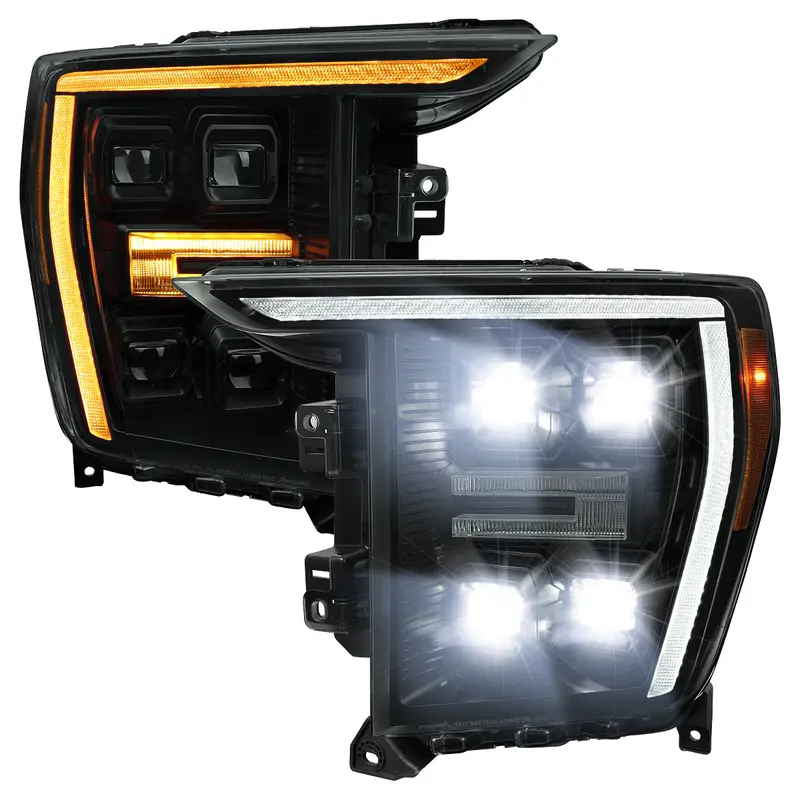 Spec-D 21-23 F-150 Seq Led Projector Headlights Halogen Smoked 1