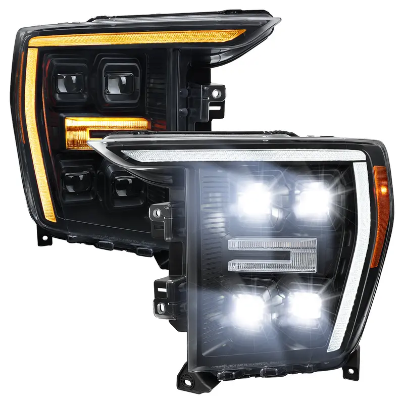 Spec-D 21-23 F-150 Seq Projector Headlights Halogen Matte Black/Clear 1