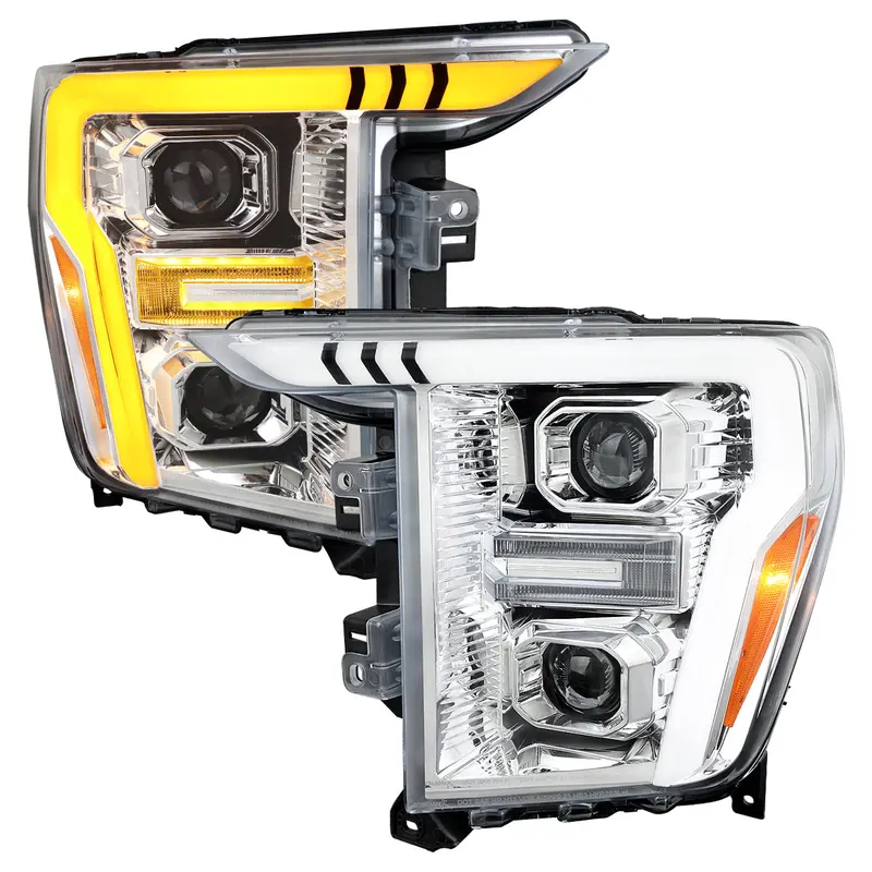 Spec-D 21-23 Ford F-150 Headlights Led Bar Projector Sequential Chrome 1