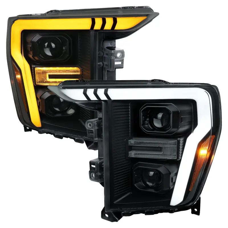 Spec-D 21-25 Ford F-150 Projector Headlights Seq Bar Black/Smoked 1
