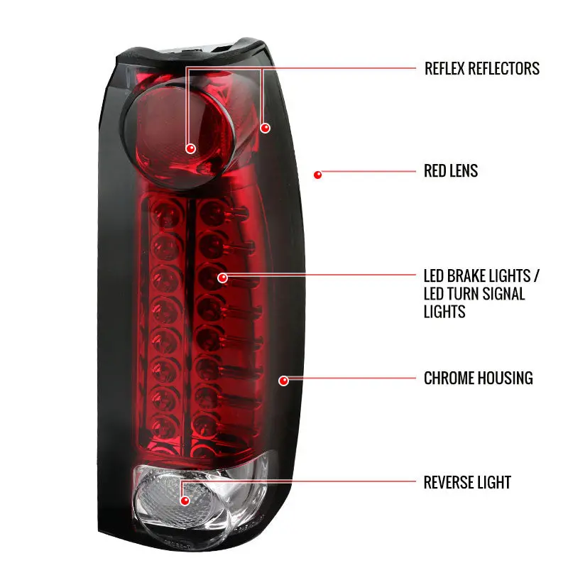 Spec-D 88-00 Chevy Gmc Silverado Sierra Led Tail Lights Red 2