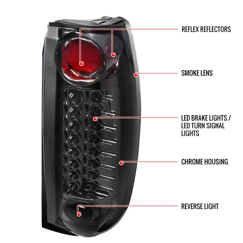 Spec-D 88-00 Chevy Silverado Sierra Led Tail Lights Black/Clear 2