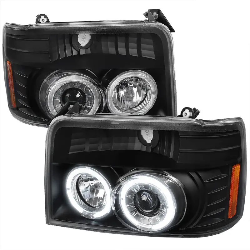 Spec-D 92-96 Ford F150 F250 F350 Bronco Headlights V2 Black 1