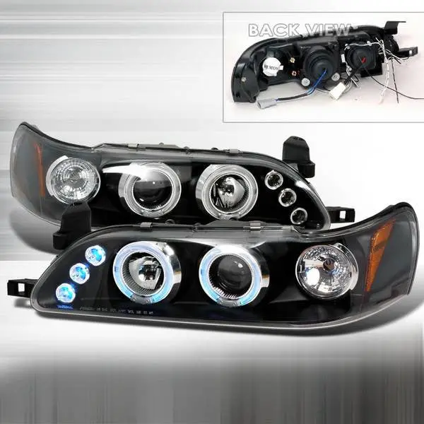 Spec-D 93-97 Toyota Corolla Halo Projector Headlights Black 2