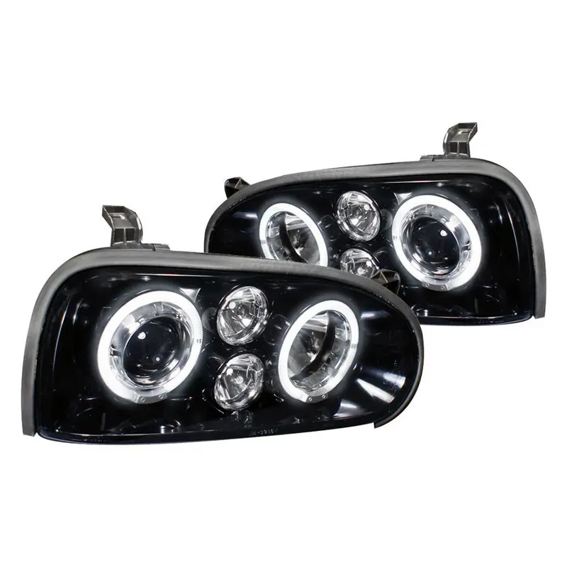 Spec-D 93-98 Vw Golf/Cabrio Projector Halo Headlights Black/Smoked 1