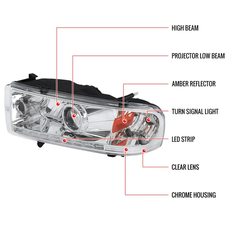 Spec-D 94-02 Dodge Ram 1500 2500 3500 Headlights Chrome 2